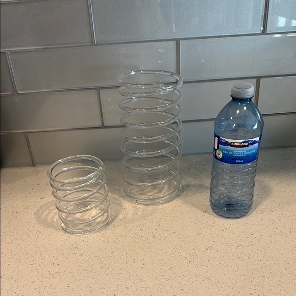 Clear Spiral Glass Vase Set - Picture 1 of 5